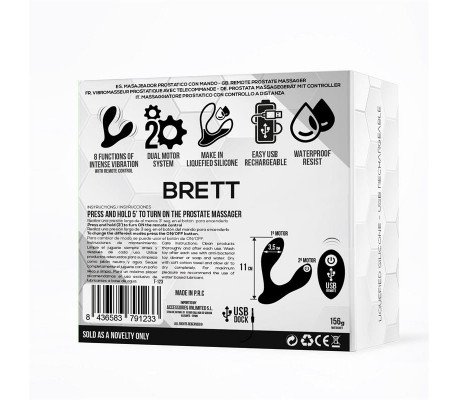 Brett Masajeador Prostático Control Remoto USB Silicona Líquida
