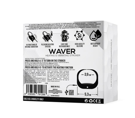 Waver Masturbador Masculino Función Calor y Vibración Flexible USB Silicona