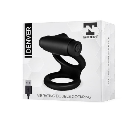 Denver Anillo Doble con Bala Vibradora USB Silicona Negro