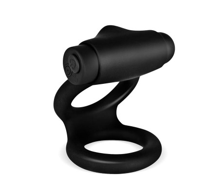 Denver Anillo Doble con Bala Vibradora USB Silicona Negro