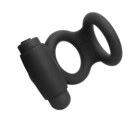 Denver Anillo Doble con Bala Vibradora USB Silicona Negro