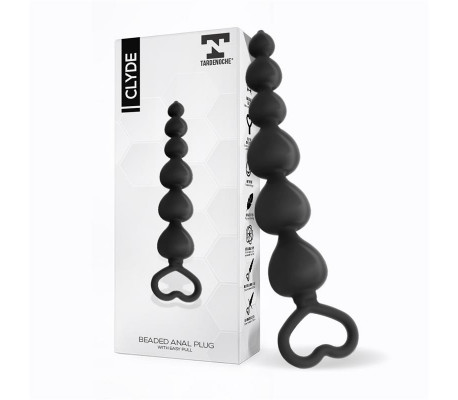 Clyde Plug Anal con Bolas con Aro de Fácil Extracción Silicona Negro