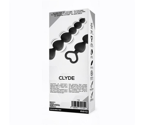 Clyde Plug Anal con Bolas con Aro de Fácil Extracción Silicona Negro