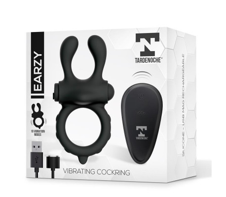 Earzy Anillo Vibrador con Control Remoto USB Magnético Silicona